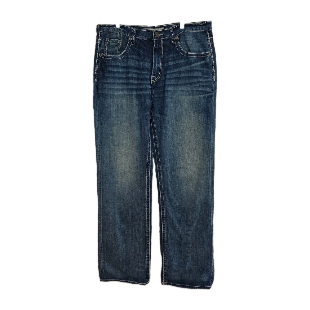 BKE Denim Seth Straight-Leg Jeans Men's Size 36L Med. Wash Blue Relaxed Fit